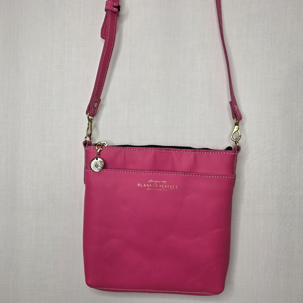 Planner Perfect Molly Thin Crossbody Pink Leather